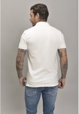 Camisa Piquet Gola Polo Masculino na Cor Branco Dialogo Jeans