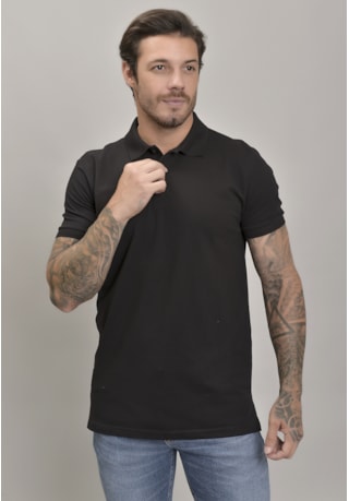 Camisa Piquet Gola Polo Masculino na Cor Preto Dialogo Jeans