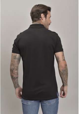 Camisa Piquet Gola Polo Masculino na Cor Preto Dialogo Jeans