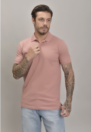 Camisa Piquet Gola Polo Masculino na Cor Rose Dialogo Jeans