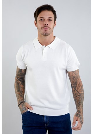 Camisa Polo Piquet Texturizada Masculina na Cor Branco Dialogo Jeans