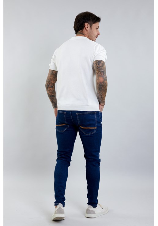 Camisa Polo Piquet Texturizada Masculina na Cor Branco Dialogo Jeans