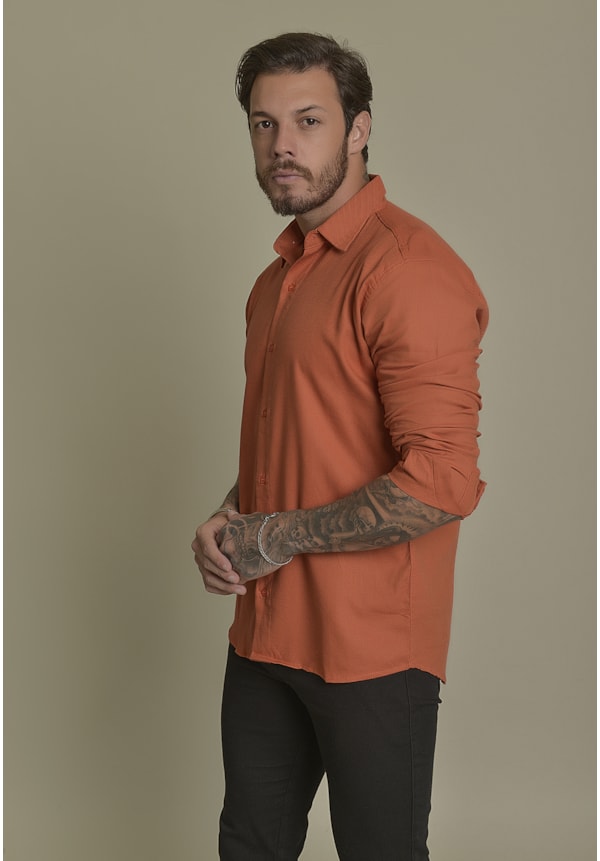 Camisa Social de Linho Masculino Cor Terracota Dialogo Jeans-1eb9847b-ee34-41cf-94a8-9db7ac8a81a4