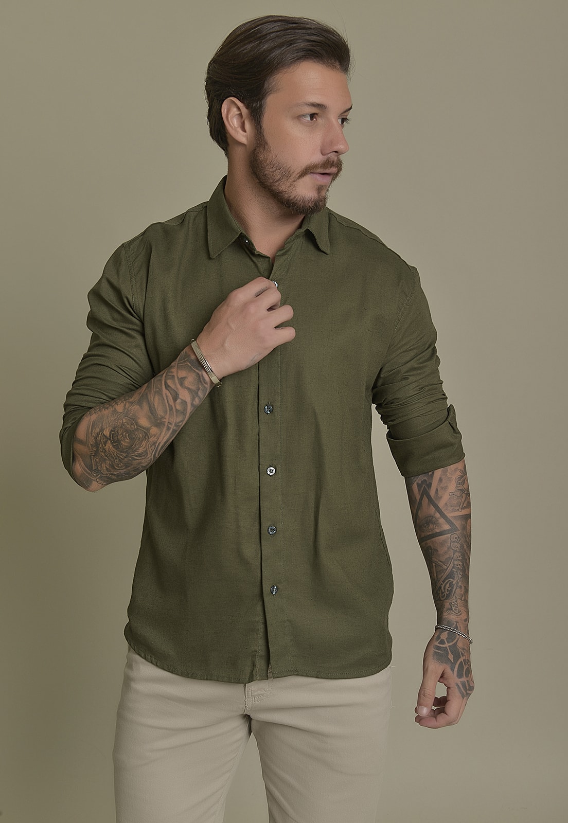 Camisa hot sale jeans verde