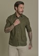 Camisa Social de Linho Masculino Cor Verde Dialogo Jeans