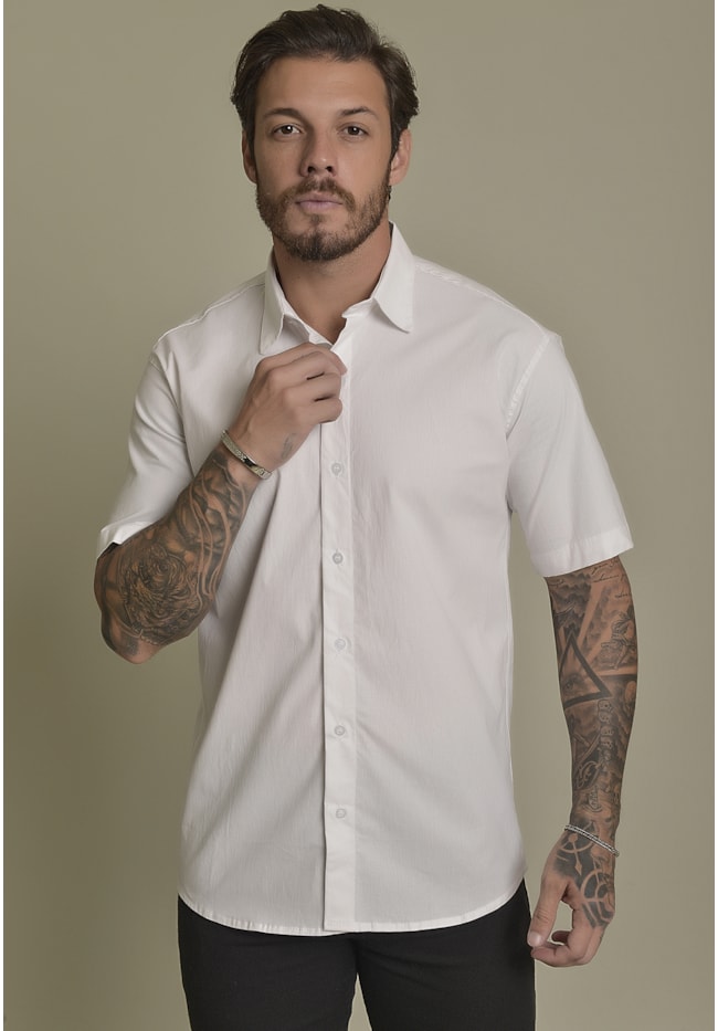 Camisa Social Masculina Manga Curta cor Branco Dialogo Jeans-d53bbab1-c83a-40c8-aeaf-fafed9d23a01