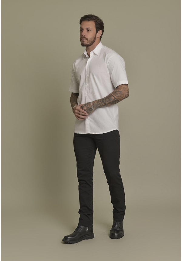 Camisa Social Masculina Manga Curta cor Branco Dialogo Jeans-64571e4e-9de9-4292-a08b-da34e01b412a