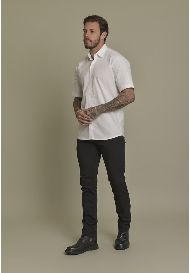 Camisa Social Masculina Manga Curta cor Branco Dialogo Jeans-ddbad094-df3f-4440-9342-37bd8db909b6