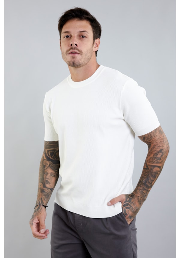 Camiseta de Tricot Masculina Canelada Manga Curta Dialogo Jeans-1626825b-4e0b-4aa0-9285-1e865b2396c5