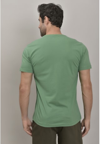 Camiseta Masculina Básica na Cor Verde New York City Gola Careca