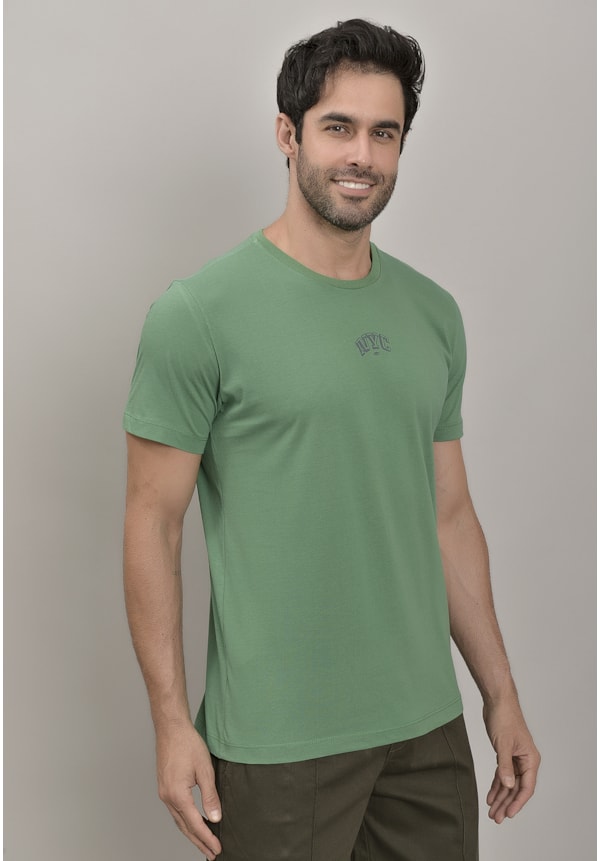 Camiseta Masculina Básica na Cor Verde New York City Gola Careca-5238f03b-6c1d-442c-bb6a-87b7db7432a8