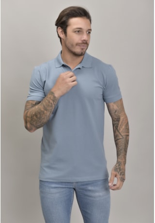 Camiseta Masculina Gola Polo na Cor Azul  Dialogo Jeans