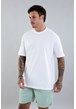 Camiseta Masculina Oversized Básica na Cor Branca Gola Careca sem Estampa