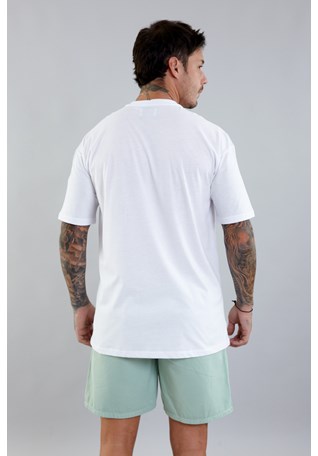Camiseta Masculina Oversized Básica na Cor Branca Gola Careca sem Estampa
