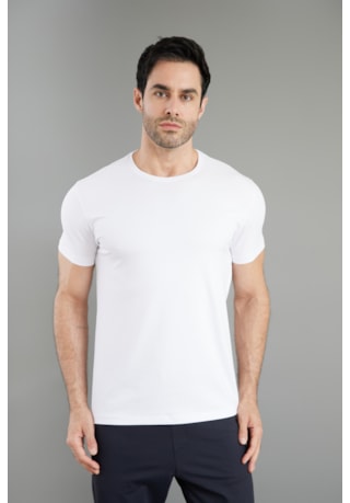 Camiseta Masculina Slim em Algodão Pima na Cor Branco Dialogo