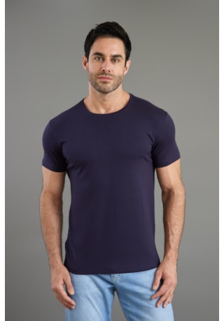 Camiseta Masculina Slim em Algodão Pima na Cor Marinho Dialogo