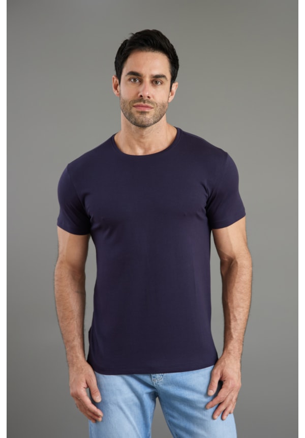 Camiseta Masculina Slim em Algodão Pima na Cor Marinho Dialogo-2a1547de-89c0-403f-bcd2-50e462aa31e8