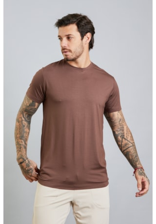 Camiseta Masculina Tech T-Shirt em Modal na Cor Marrom Dialogo