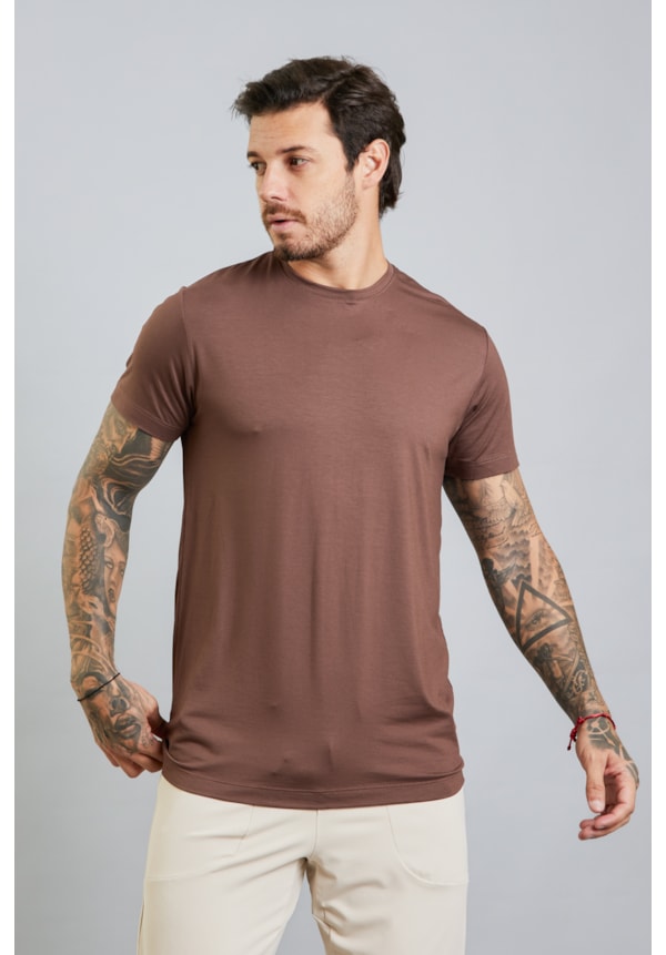 Camiseta Masculina Tech T-Shirt em Modal na Cor Marrom Dialogo-5062f180-723d-4dae-b4db-917a780f55c0