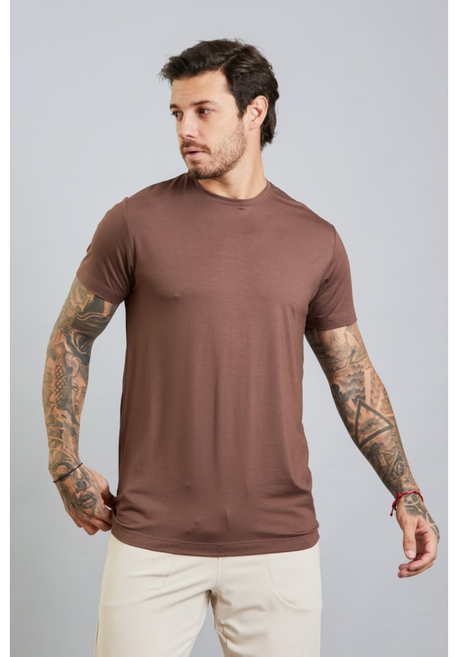 Camiseta Masculina Tech T-Shirt em Modal na Cor Marrom Dialogo-1620ab29-e32d-4937-b7fd-98d5515248a9