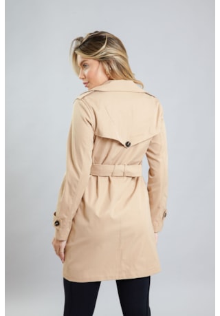 Casaco Feminino Trench Coat Longo Sobretudo Color com Cinto