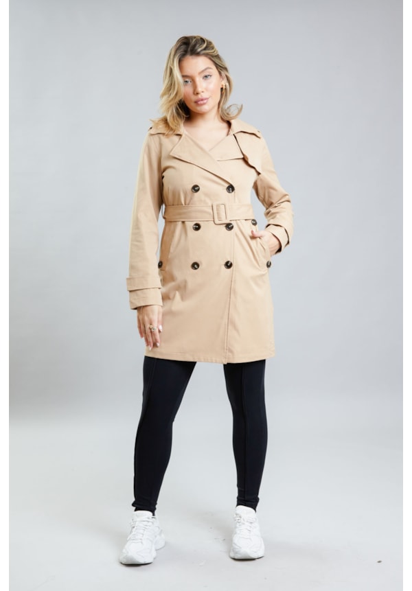 Casaco Feminino Trench Coat Longo Sobretudo Color com Cinto-9dfdbdc9-e3d8-4568-a9c6-a959c9ee211c