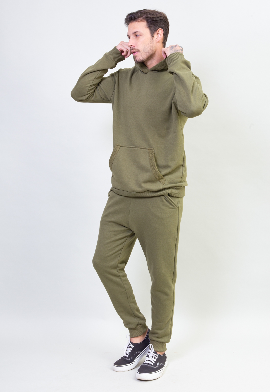 khaki longline moletom com capuz
