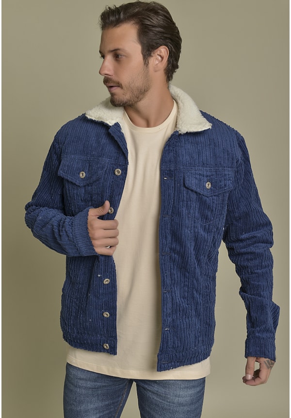 Jaqueta Aviador Canelada Cotelê Marinho Dialogo Jeans Masculino-468c8566-e9b3-4346-9f42-1c97ceddd7aa