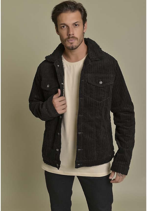 Jaqueta Aviador Canelada Cotelê Preto Dialogo Jeans Masculino-e638314d-3525-4aa2-a2d2-27a6c4b9d507