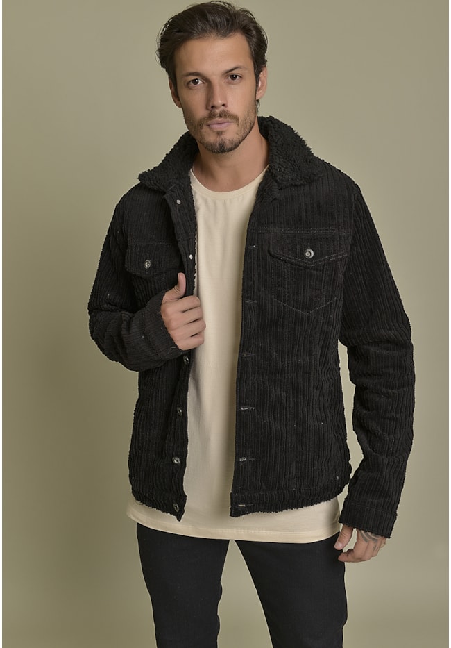 Jaqueta Aviador Canelada Cotelê Preto Dialogo Jeans Masculino-195ff22d-c206-46f1-a6cf-c1c9177bdb5f