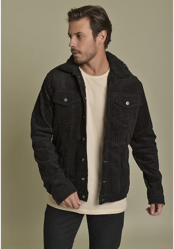 Jaqueta Aviador Canelada Cotelê Preto Dialogo Jeans Masculino-895ea72a-b508-4101-aab1-022b26d9e3ed