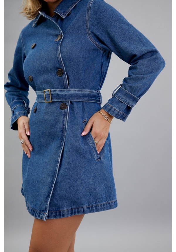 Jaqueta Jeans Feminina Trench Coat Azul Dialogo Jeans-34c45bcf-c788-497b-b9f0-dbe7fcaa076a