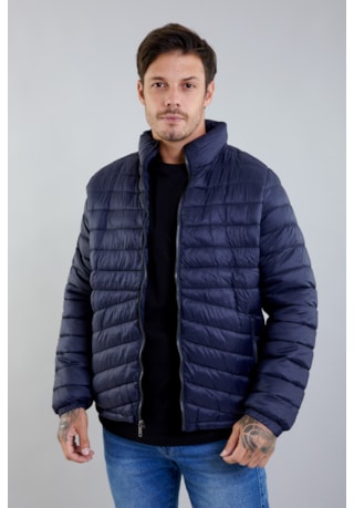 Jaqueta Puffer Masculina na Cor Marinho Leve com Forro Interno Aveludado