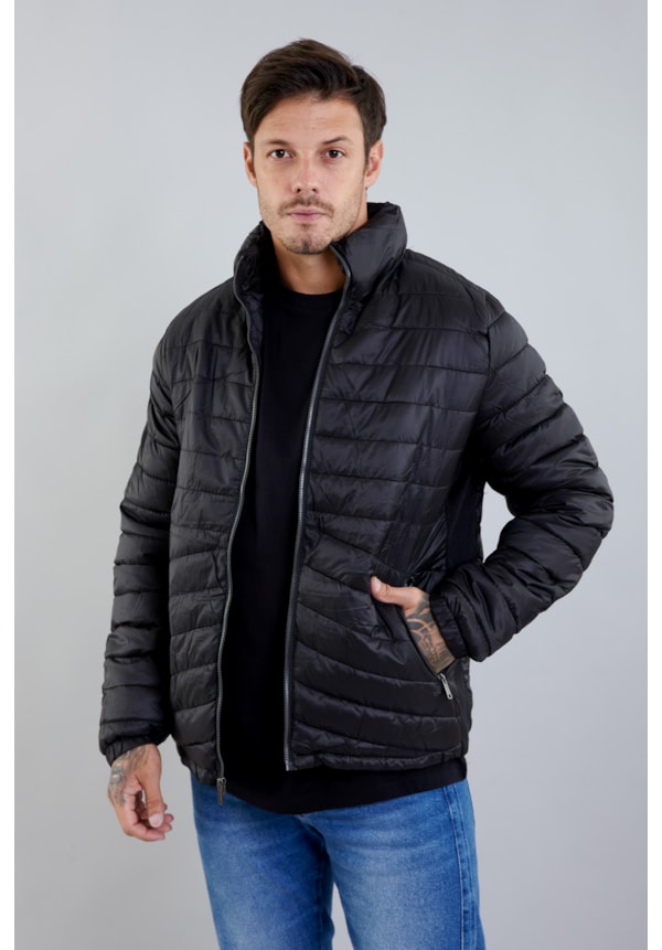 Jaqueta Puffer Masculina na Cor Preta Leve com Forro Interno Aveludado-63a91759-d7d3-4da8-861b-fc8433b8a5e5