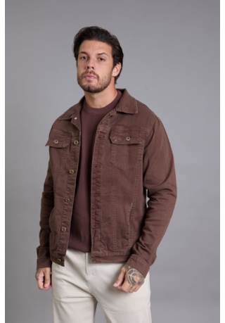 Jaqueta Sarja Tradicional Masculina Marrom Com Bolsos Dialogo