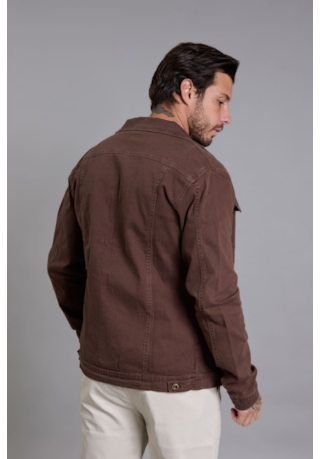 Jaqueta Sarja Tradicional Masculina Marrom Com Bolsos Dialogo