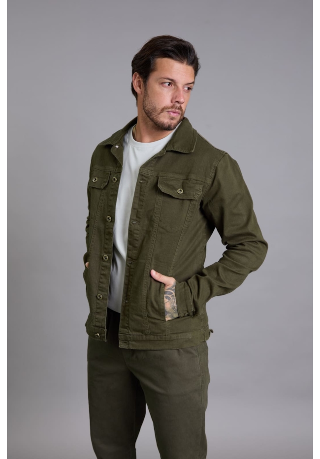 Jaqueta Sarja Tradicional Masculina Verde Com Bolsos Dialogo-633ff739-6a13-448e-93c3-81fa880fcfe5
