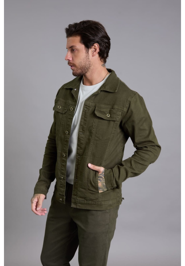 Jaqueta Sarja Tradicional Masculina Verde Com Bolsos Dialogo-da0a6400-80b1-4e7b-8701-e500376aeb31