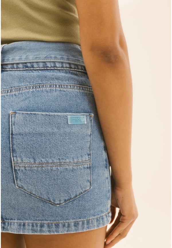 Saia Jeans Curta Feminina Cintura Baixa com Cinto Dialogo-dbd3a515-545b-44ce-a9f0-3b92c84e468e