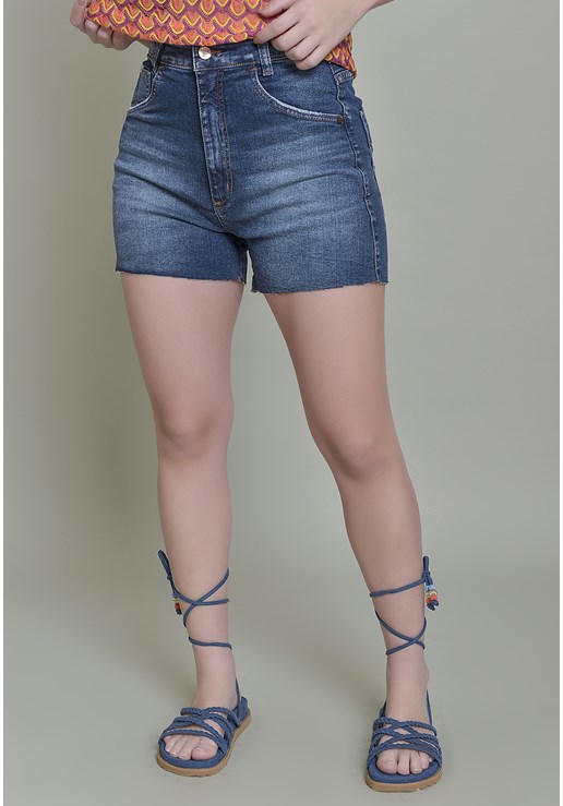 Shorts jeans Feminino Mom Stone Com Bolsos Dialogo Jeans