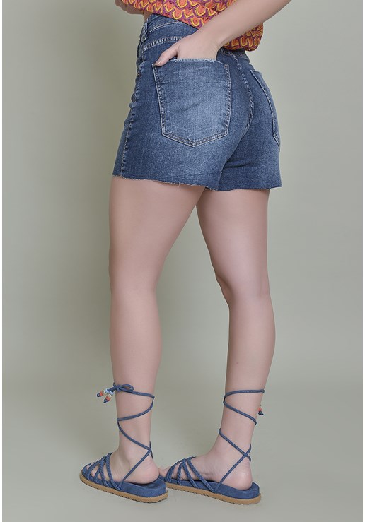 Shorts jeans Feminino Mom Stone Com Bolsos Dialogo Jeans