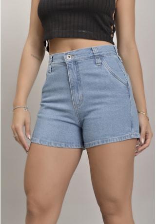 Shorts Jeans Mom Cintura Alta Tradicional Feminino Dialogo Jeans