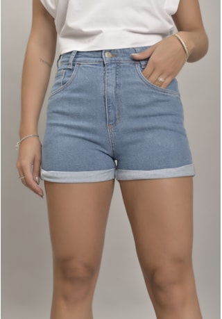 Shorts Jeans Mom com Barra Dobrada Feminino Dialogo Jeans