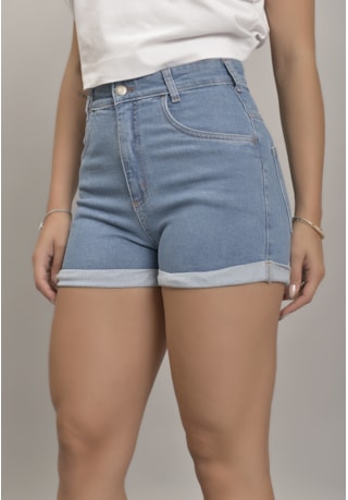 Shorts Jeans Mom com Barra Dobrada Feminino Dialogo Jeans