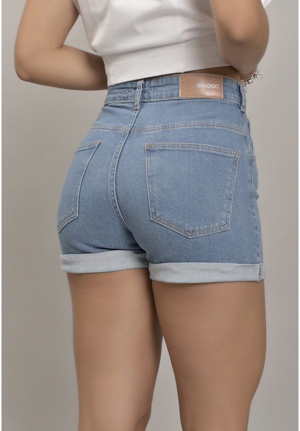 Shorts Jeans Mom com Barra Dobrada Feminino Dialogo Jeans-effd3027-3d9e-4247-940e-d0883b921733