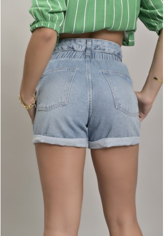 Shorts Jeans Mom Feminino com Barra Dobrada Dialogo Jeans