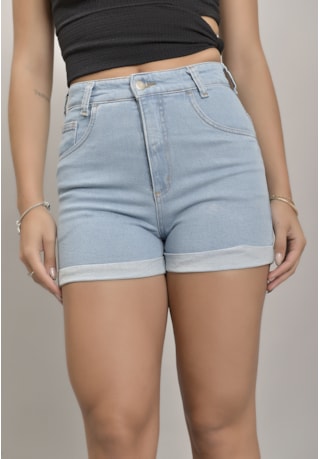 Shorts Jeans Mom Feminino com Barra Dobrada Dialogo Jeans