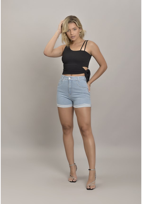 Shorts Jeans Mom Feminino com Barra Dobrada Dialogo Jeans-04b0b7db-2457-4b9c-a127-4f8b3010390a