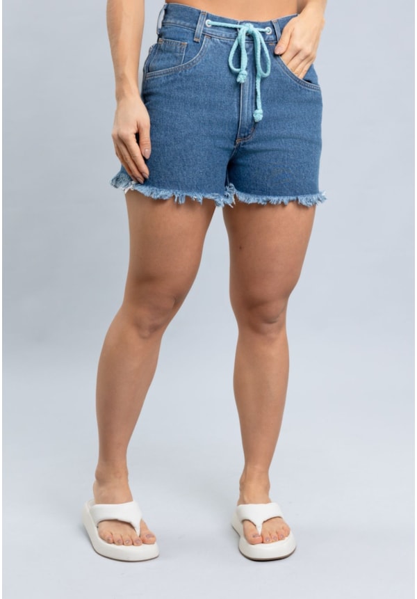 Shorts Jeans Mom Feminino com Cordão e Barra Desfiada Dialogo-825c6c84-43cb-43a2-a650-6daadc08fbd7