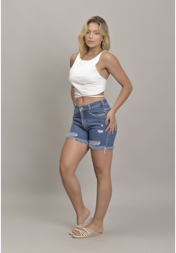 Shorts Jeans Mom Feminino Destroyed Barra Desfiada Dialogo Jeans-4701693a-edf1-4074-b2ce-770b9563d49d